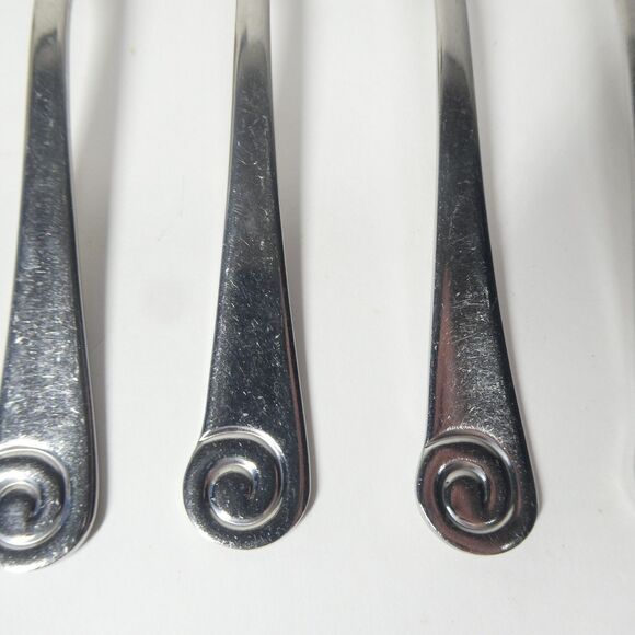 Robert Welch Ammonite 8 Teaspoons Stainless Flatware Helmick Korea 18/10 - Picture 2 of 6
